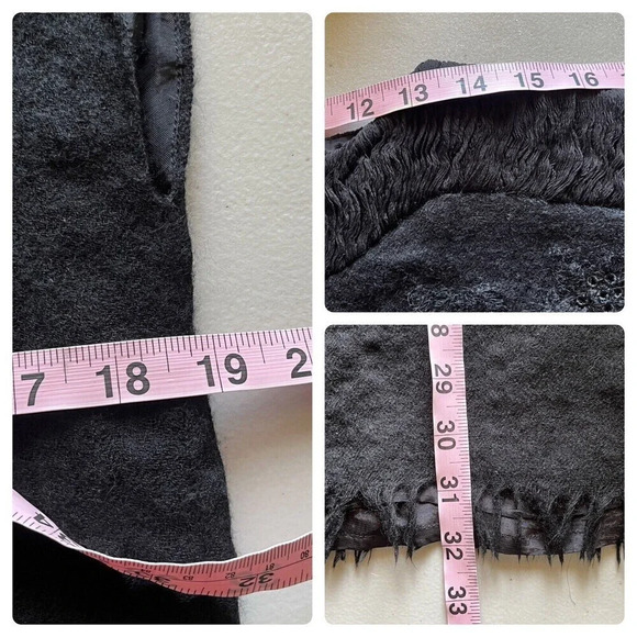 Pepin Grace Womens Black Shift Fringed Mini Dress Wool Lined Preppy Grunge 4 - Picture 6 of 10